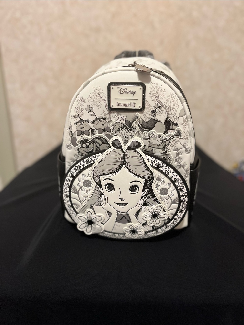 Loungefly White & Black Alice in Wonderland Mini Backpack